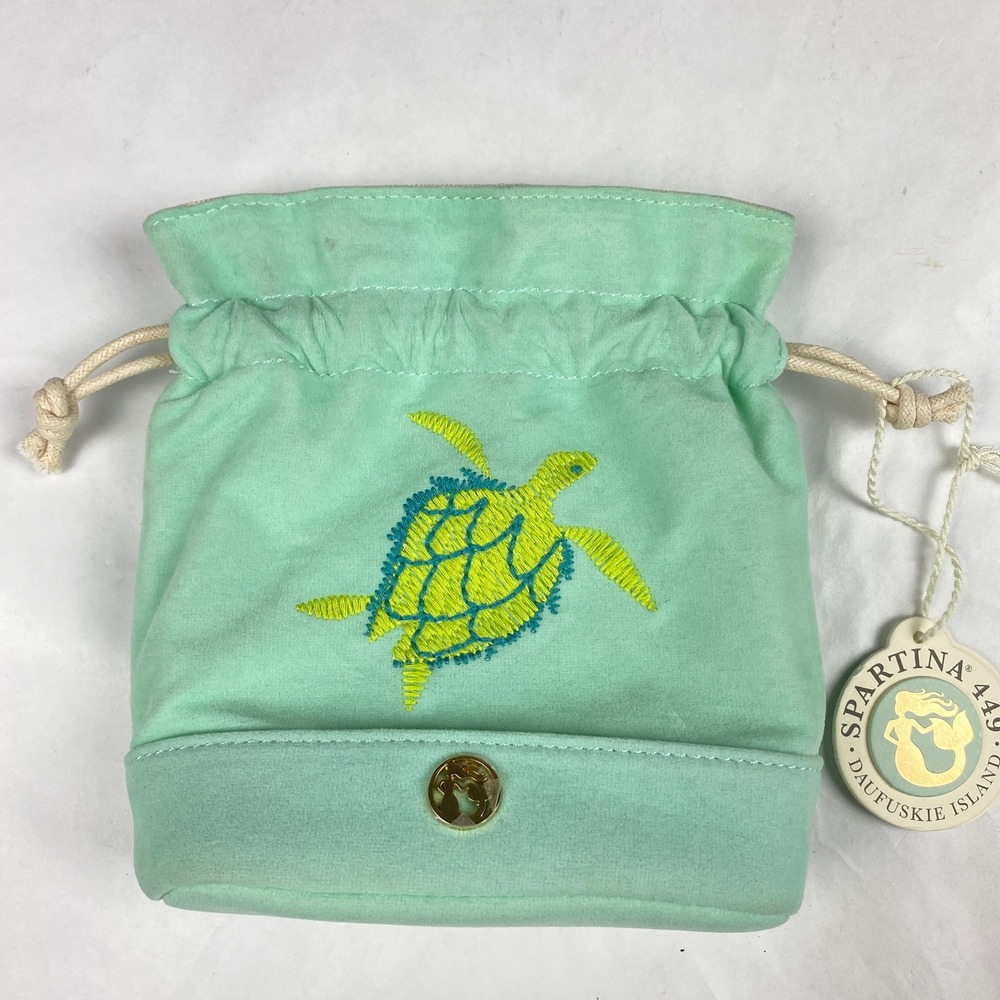 NWT Spartina 449 Keepsake Drawstring Pouch Embroidered Sea Turtle- Flaw - Picture 2 of 16